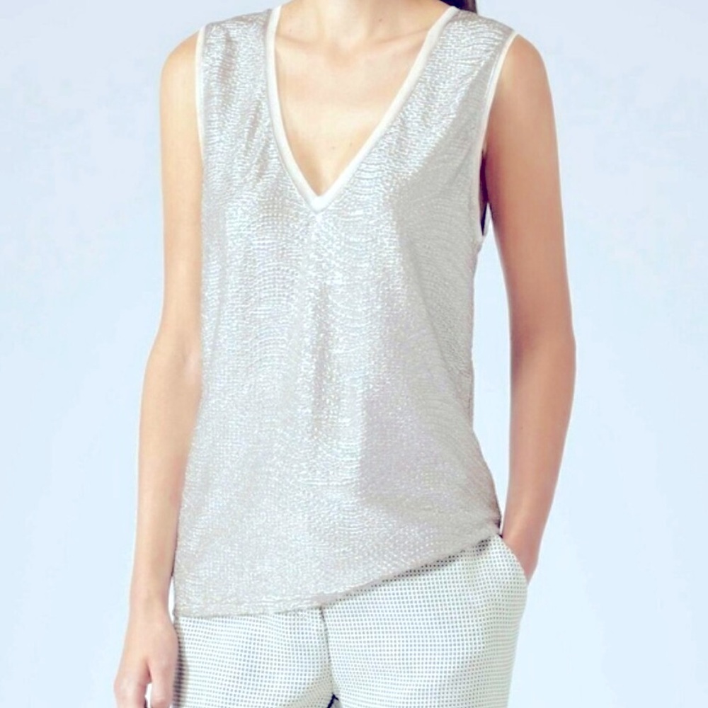 Reiss silver metallic tank top XS